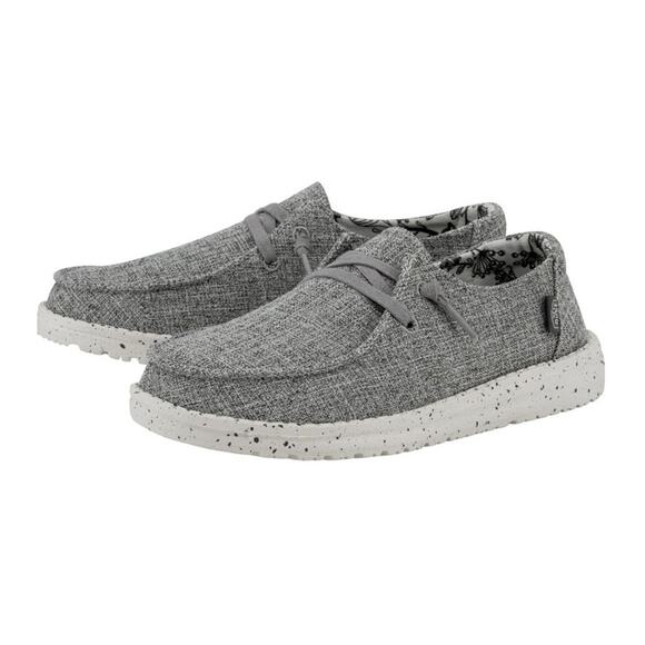 Hey Dude Grey White Slip On Casual Lightweight Wendy Linen Flats Size 7 - Picture 1 of 9